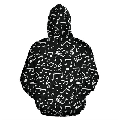 Music Note Black white Themed Print Pullover Hoodie