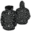 Music Note Black white Themed Print Pullover Hoodie