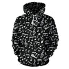 Music Note Black white Themed Print Pullover Hoodie