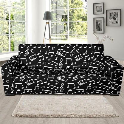 Music Note Black white Themed Print Sofa Slipcover-JTAMIGO.COM
