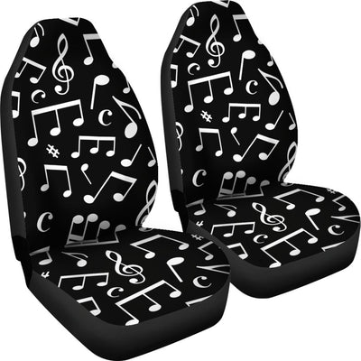 Music Note Black white Themed Print Universal Fit Car Seat Covers