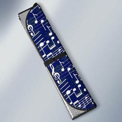 Music Note Blue Themed Print Car Sun Shade For Windshield
