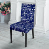 Music Note Blue Themed Print Dining Chair Slipcover-JTAMIGO.COM