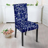 Music Note Blue Themed Print Dining Chair Slipcover-JTAMIGO.COM