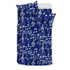 Music Note Blue Themed Print Duvet Cover Bedding Set