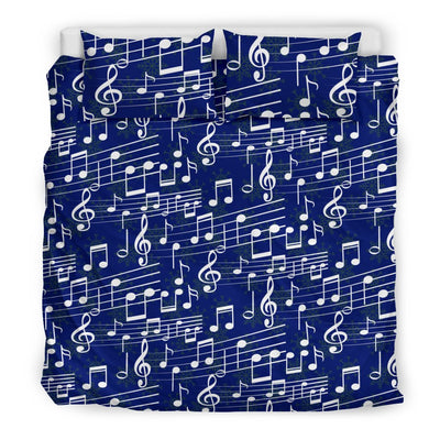 Music Note Blue Themed Print Duvet Cover Bedding Set