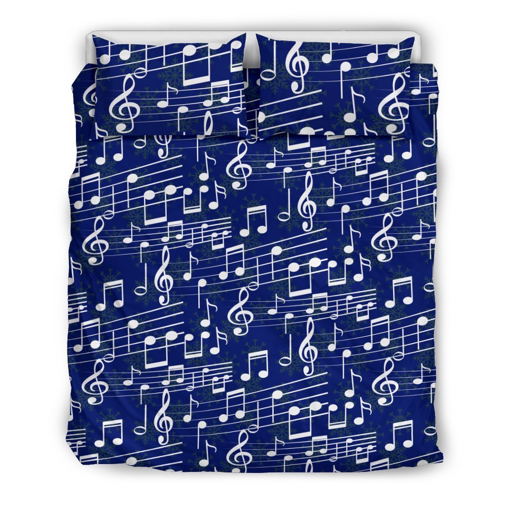Music Note Blue Themed Print Duvet Cover Bedding Set