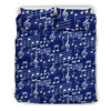Music Note Blue Themed Print Duvet Cover Bedding Set