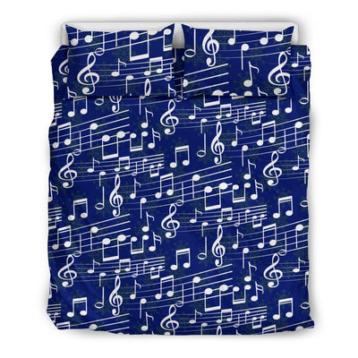Music Note Blue Themed Print Duvet Cover Bedding Set