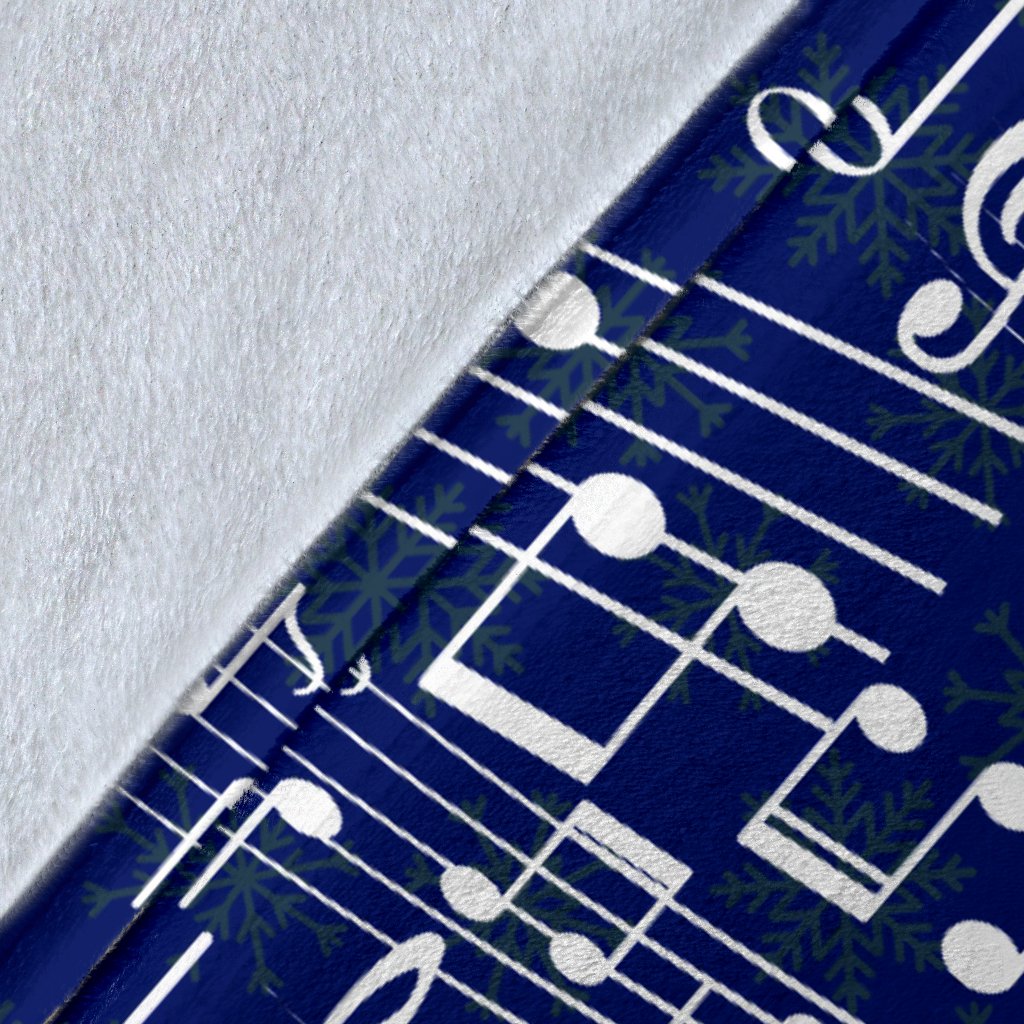Music Note Blue Themed Print Fleece Blanket