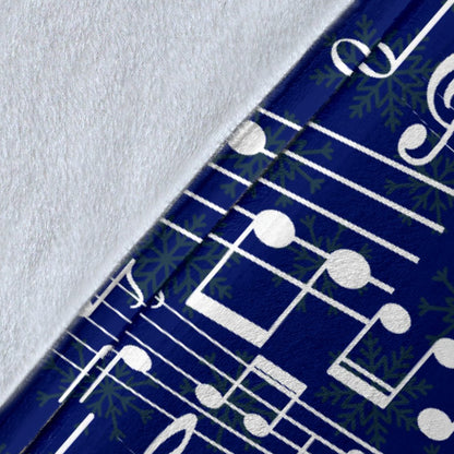 Music Note Blue Themed Print Fleece Blanket