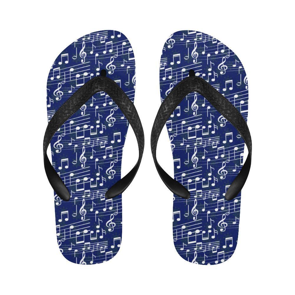 Music Note Blue Themed Print Flip Flops-JTAMIGO.COM