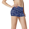 Music Note Blue Themed Print High Waisted Spandex Shorts-JTAMIGO.COM