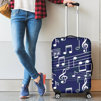 Music Note Blue Themed Print Luggage Cover Protector