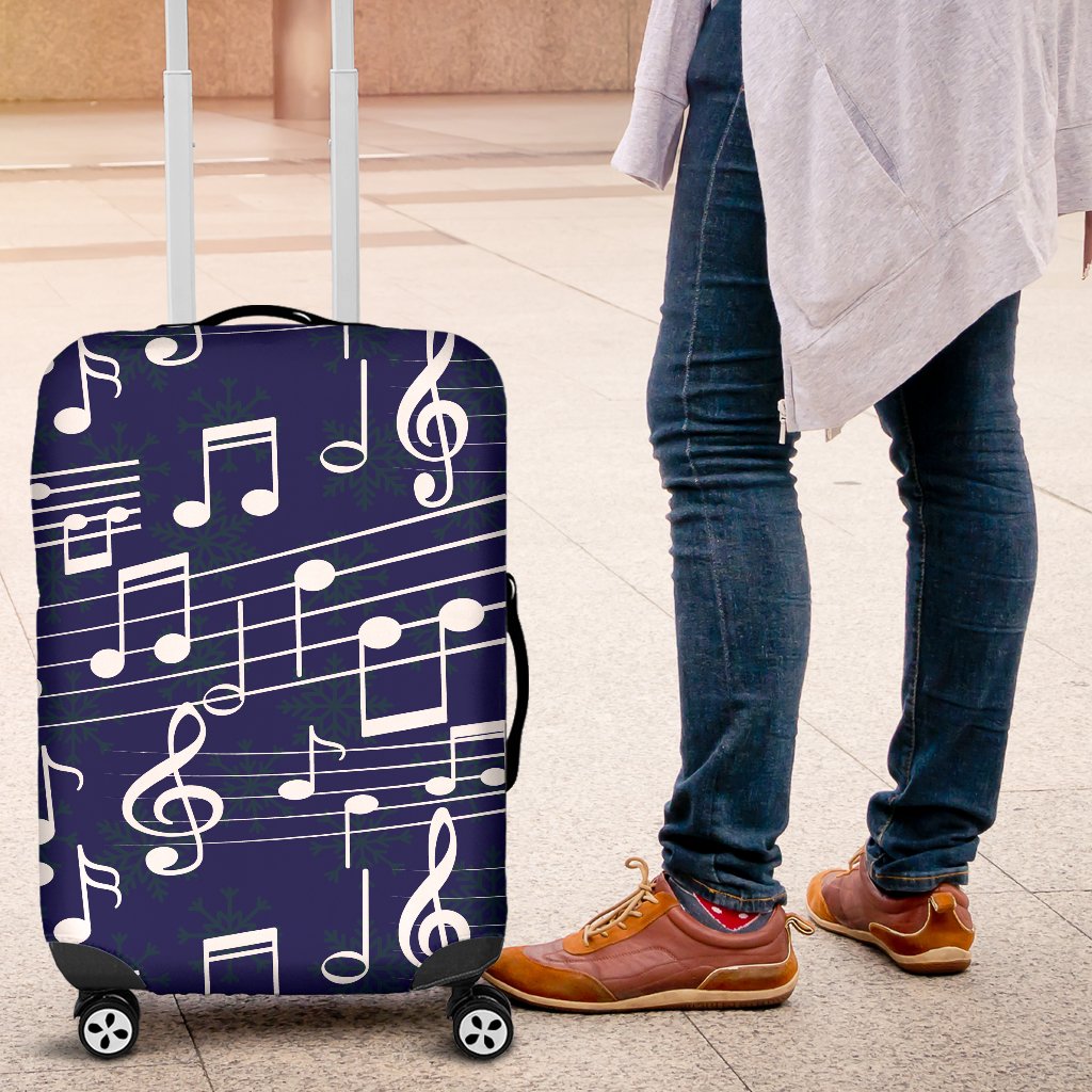 Music Note Blue Themed Print Luggage Cover Protector
