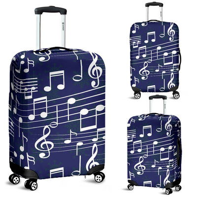Music Note Blue Themed Print Luggage Cover Protector