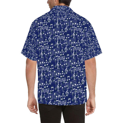 Music Note Blue Themed Print Men Aloha Hawaiian Shirt