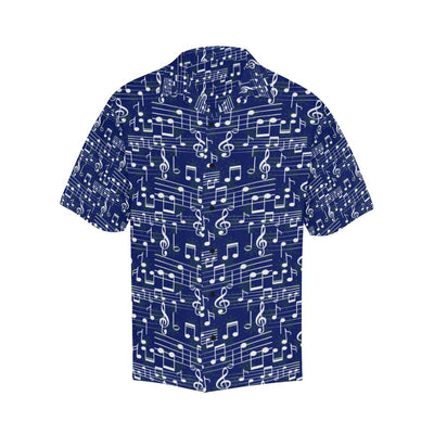 Music Note Blue Themed Print Men Aloha Hawaiian Shirt