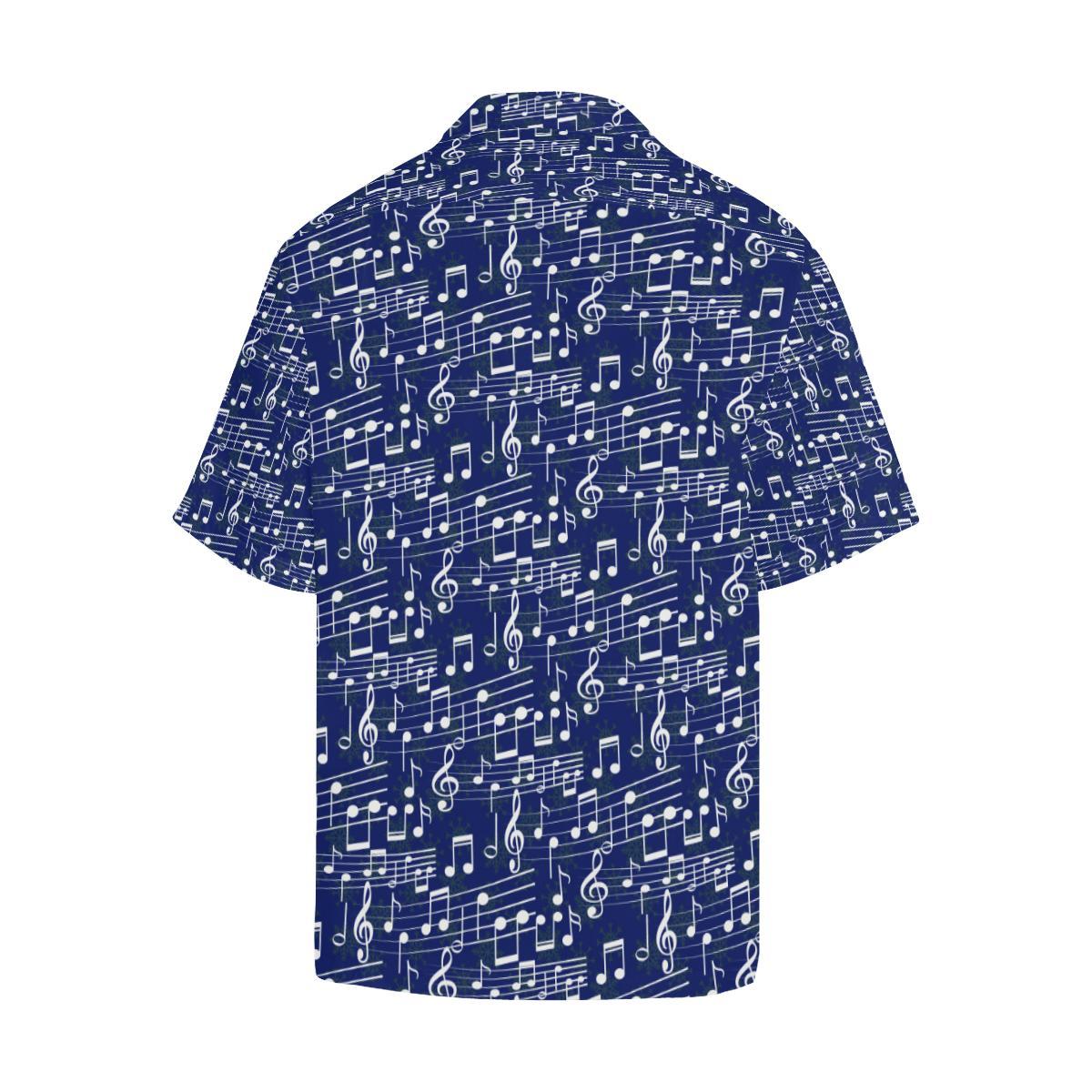 Music Note Blue Themed Print Men Aloha Hawaiian Shirt