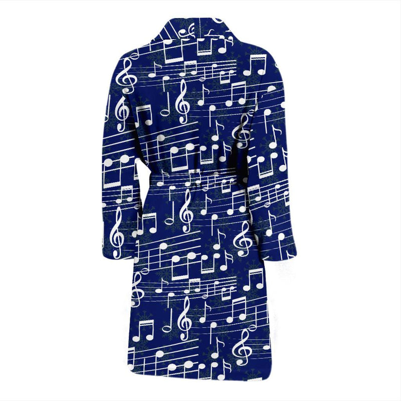 Music Note Blue Themed Print Men Bath Robe-JTAMIGO.COM