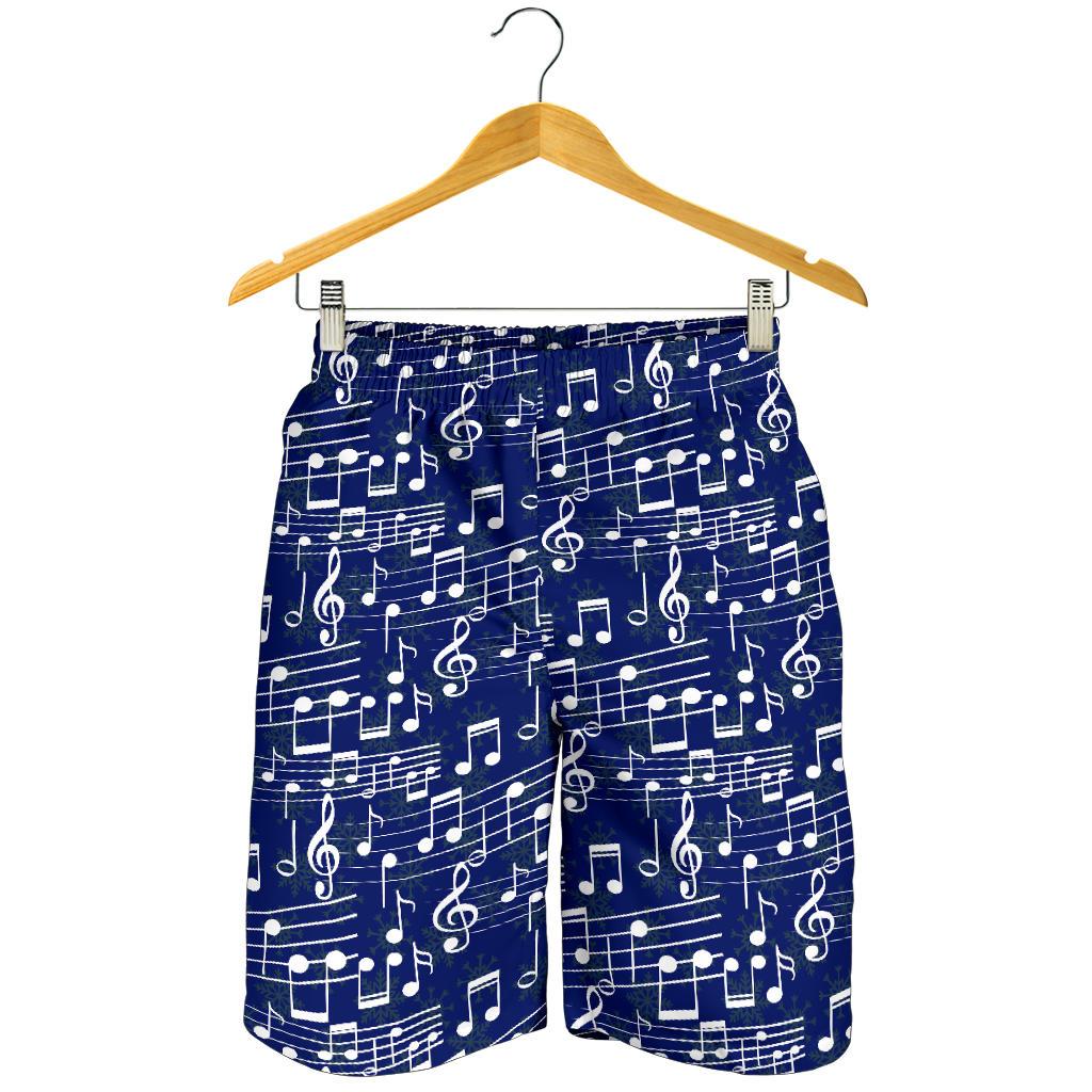 Music Note Blue Themed Print Mens Shorts-JTAMIGO.COM