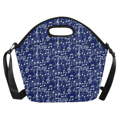 Music Note Blue Themed Print Neoprene Lunch Bag (Model 1669)(Large)-JTAMIGO.COM