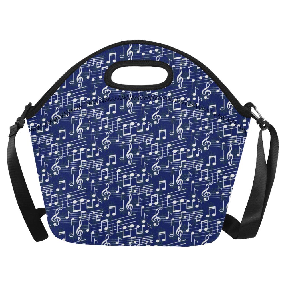 Music Note Blue Themed Print Neoprene Lunch Bag (Model 1669)(Large)-JTAMIGO.COM