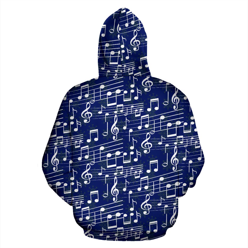 Music Note Blue Themed Print Pullover Hoodie