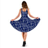 Music Note Blue Themed Print Sleeveless Dress