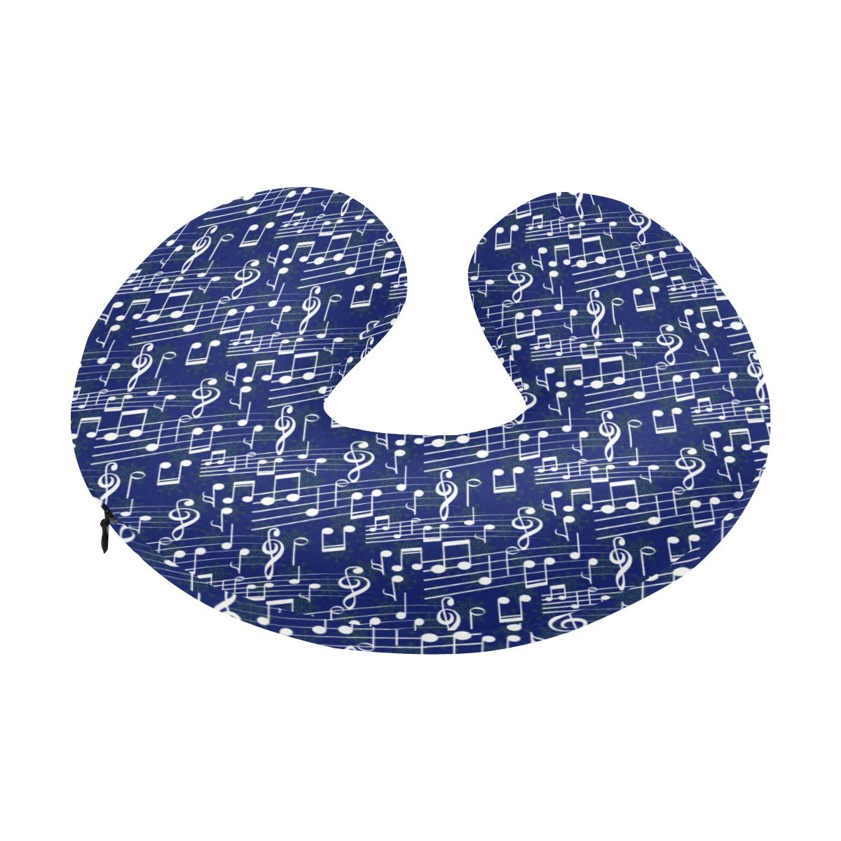 Music Note Blue Themed Print U-Shaped Travel Neck Pillow-JTAMIGO.COM
