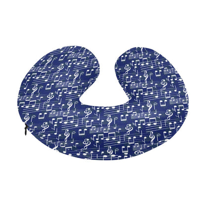 Music Note Blue Themed Print U-Shaped Travel Neck Pillow-JTAMIGO.COM