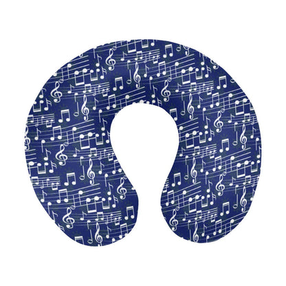 Music Note Blue Themed Print U-Shaped Travel Neck Pillow-JTAMIGO.COM