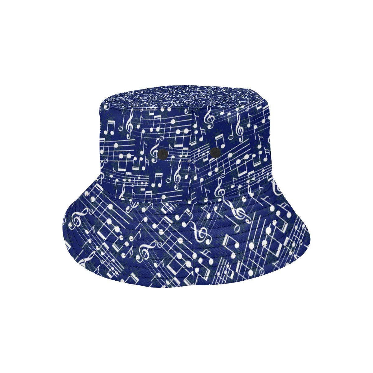 Music Note Blue Themed Print Unisex Bucket Hat