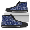 Music Note Blue Themed Print Women High Top Shoes