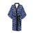 Music Note Blue Themed Print Women Short Kimono Robe