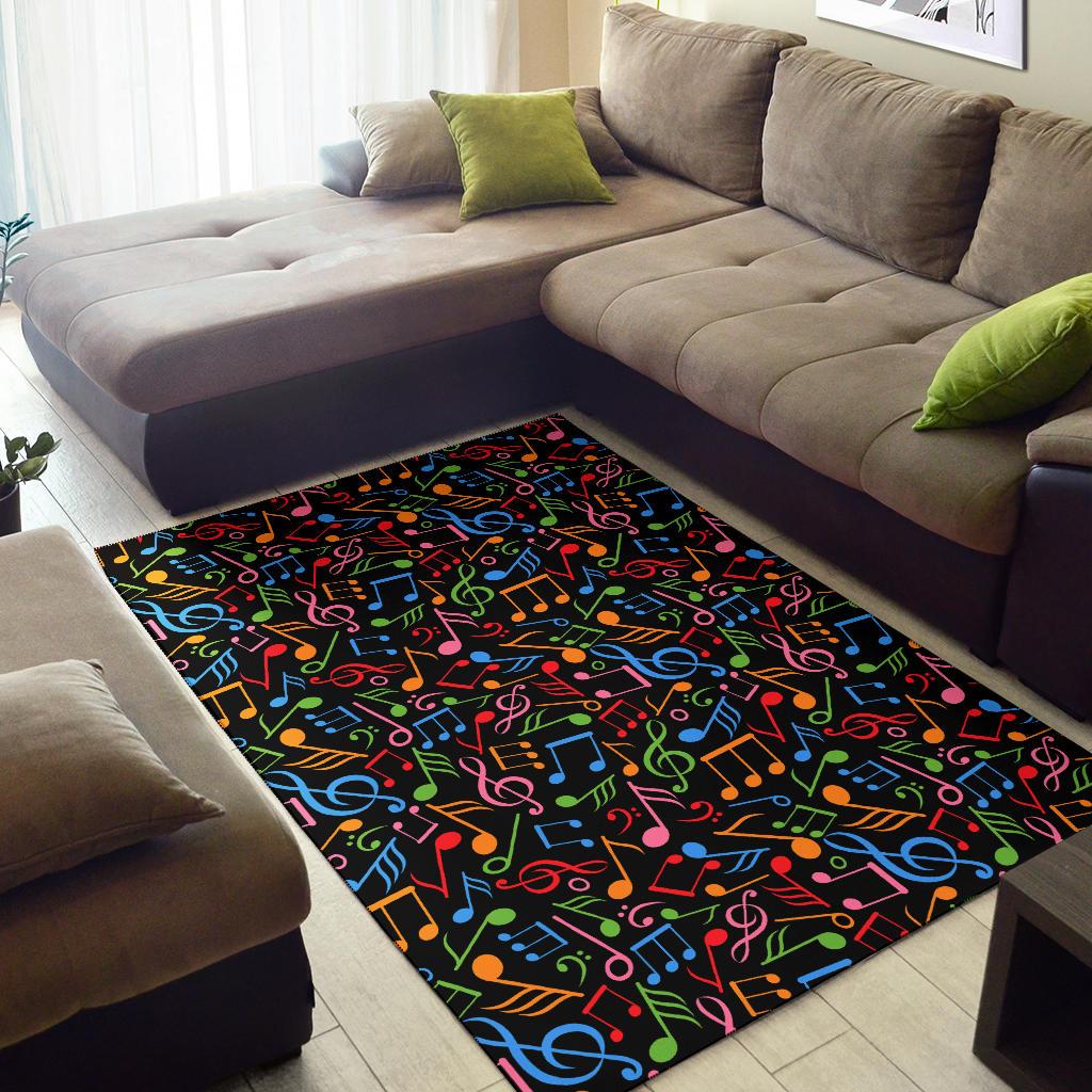 Music Note Colorful Themed Print Area Rugs-JTAMIGO.COM