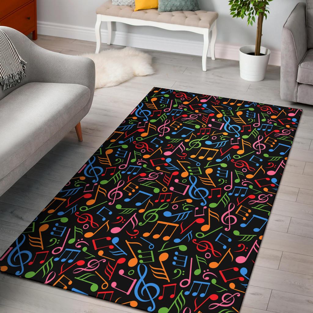 Music Note Colorful Themed Print Area Rugs-JTAMIGO.COM