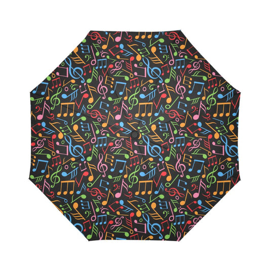 Music Note Colorful Themed Print Automatic Foldable Umbrella