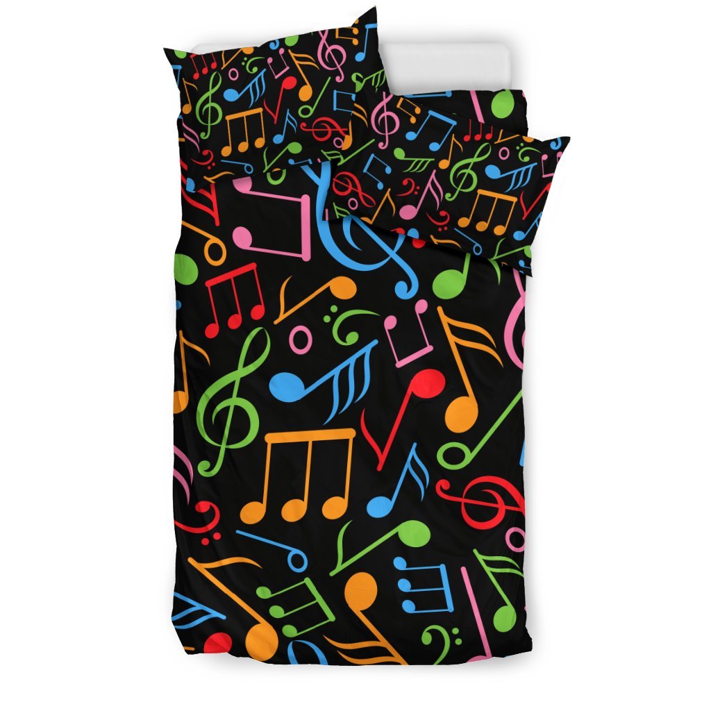 Music Note Colorful Themed Print Duvet Cover Bedding Set