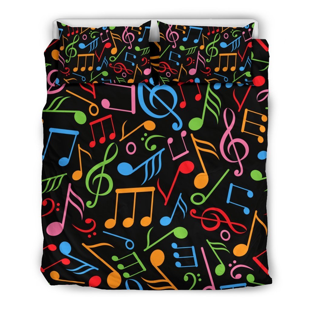 Music Note Colorful Themed Print Duvet Cover Bedding Set