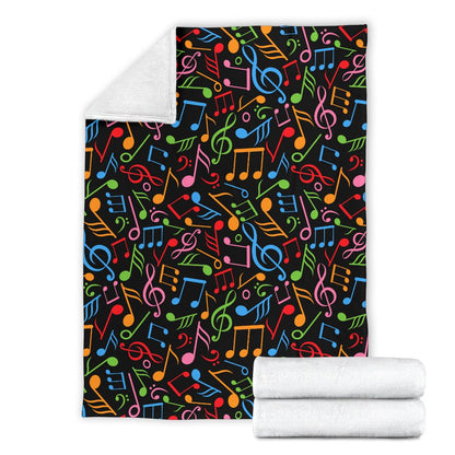 Music Note Colorful Themed Print Fleece Blanket
