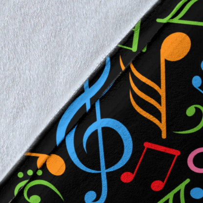 Music Note Colorful Themed Print Fleece Blanket