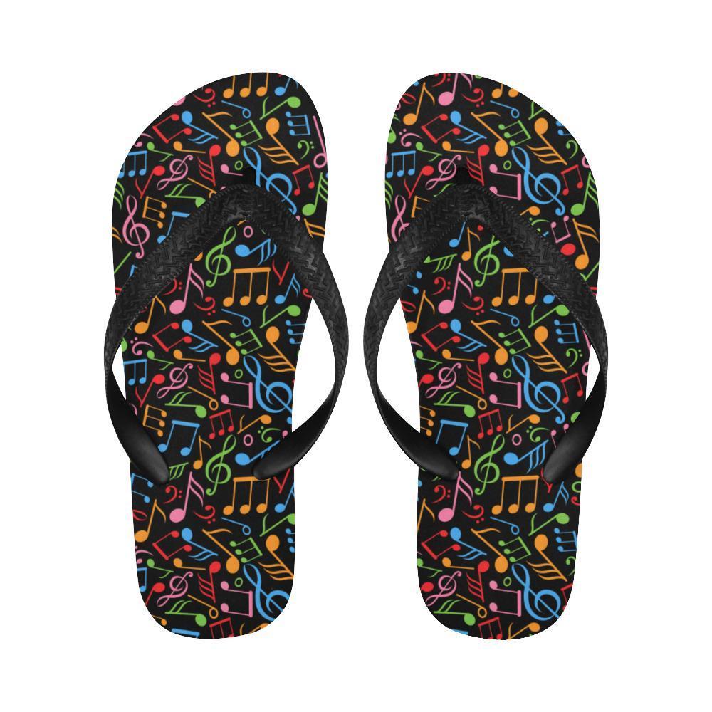 Music Note Colorful Themed Print Flip Flops-JTAMIGO.COM