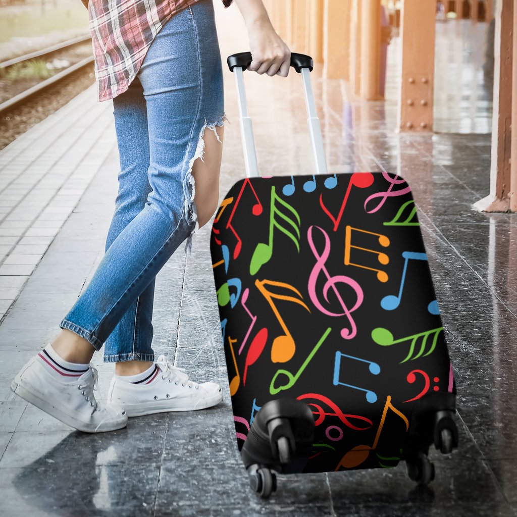 Music Note Colorful Themed Print Luggage Cover Protector