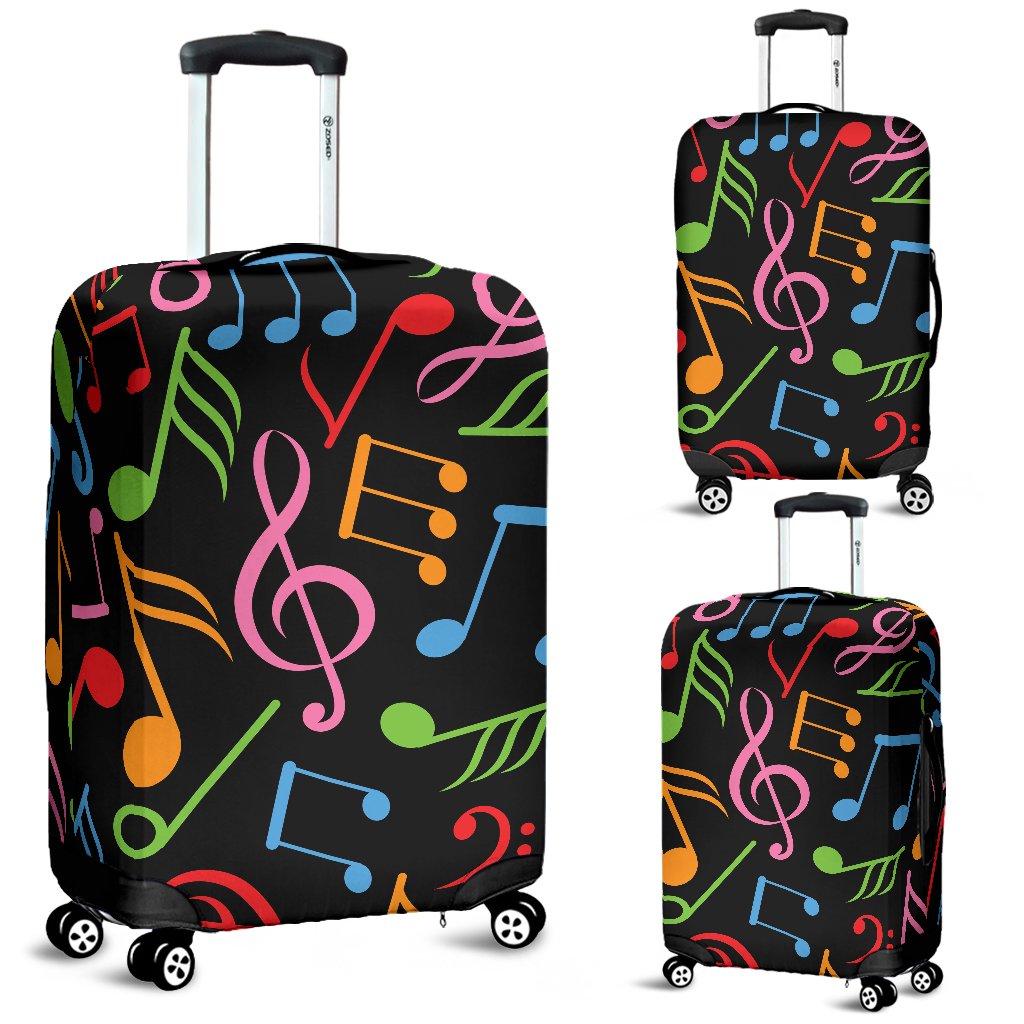 Music Note Colorful Themed Print Luggage Cover Protector