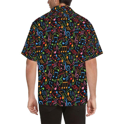 Music Note Colorful Themed Print Men Aloha Hawaiian Shirt