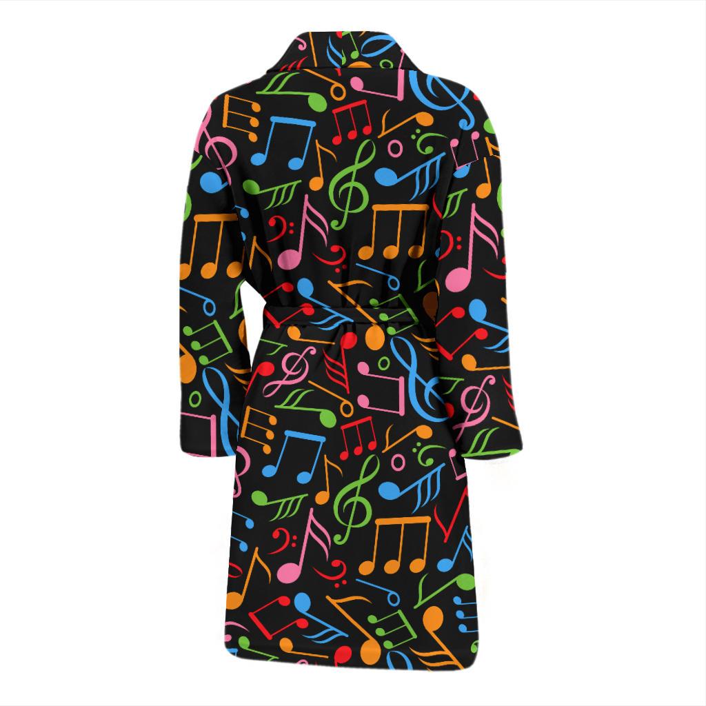 Music Note Colorful Themed Print Men Bath Robe-JTAMIGO.COM