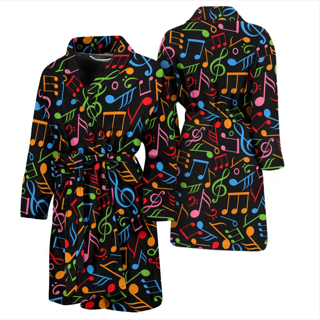 Music Note Colorful Themed Print Men Bath Robe-JTAMIGO.COM