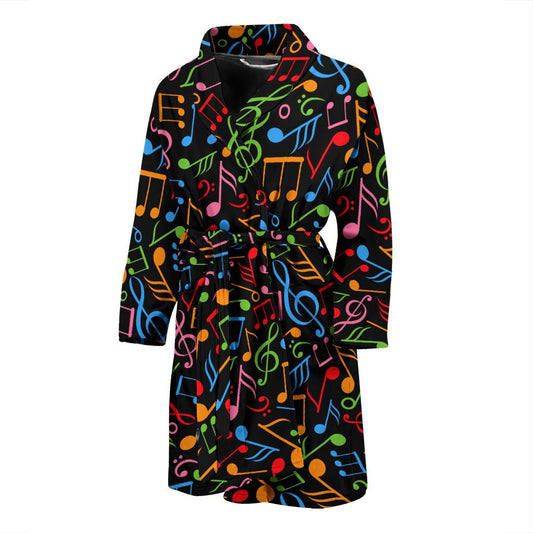 Music Note Colorful Themed Print Men Bath Robe-JTAMIGO.COM