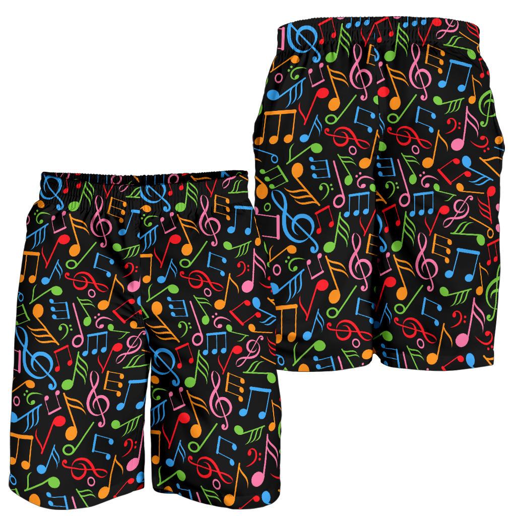 Music Note Colorful Themed Print Mens Shorts-JTAMIGO.COM